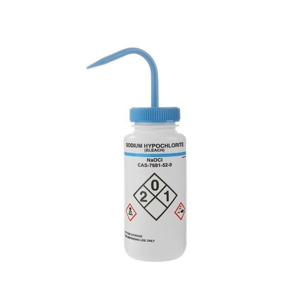 Wash Bottle, Safety Labeled, Wht/Blue, PK6