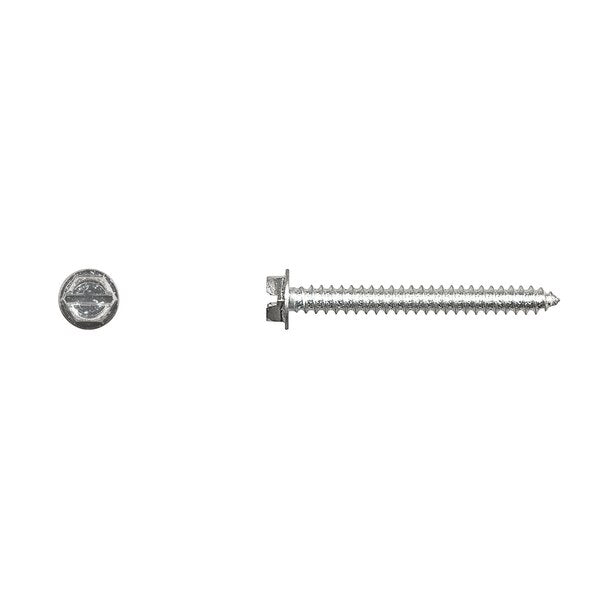 Sheet Metal Screw, #8 x 1-1/2 in, Zinc Plated Hex Head Slotted Drive
