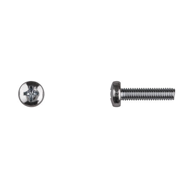 M6-1.00 x 25 mm Phillips Pan Machine Screw, Bright Zinc Plated