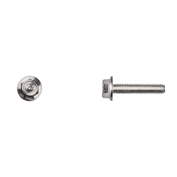 Class 10.9, M5-0.80 Flange Bolt, Bright Zinc Plated 25 mm L