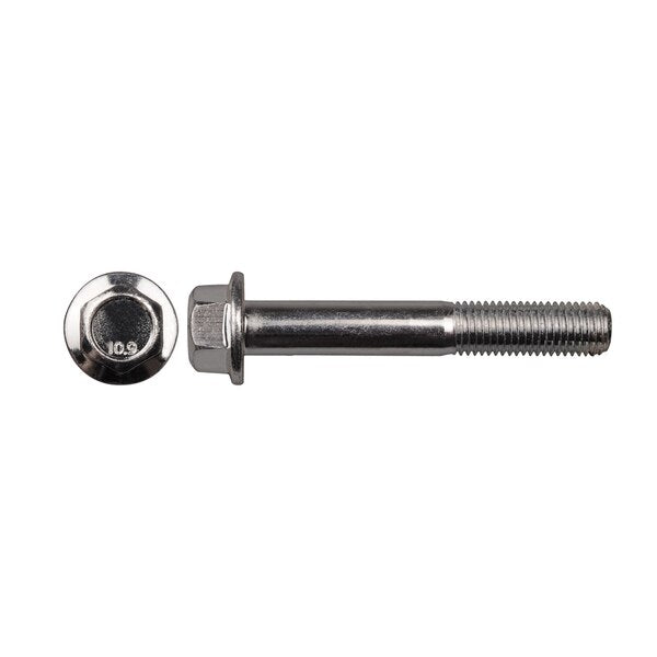 Class 10.9, M10-1.25 Flange Bolt, Bright Zinc Plated 65 mm L