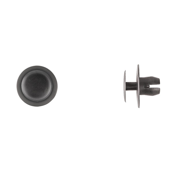 Blk Nyln Push Type Ret 8mm Hole 9mm Stem 20mm Flng PK10