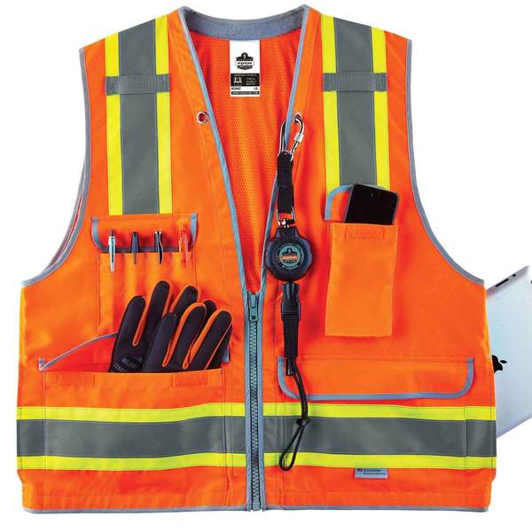 Economy Mesh Vest, Orange, S/M