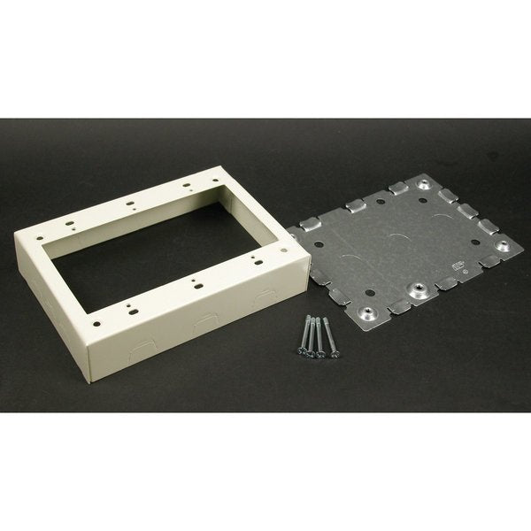 Three Gang Box Fitting, Ivory, Steel