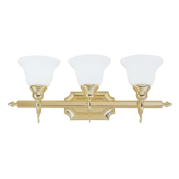 French Regency 3 Light Polished Brass Bath Vanity