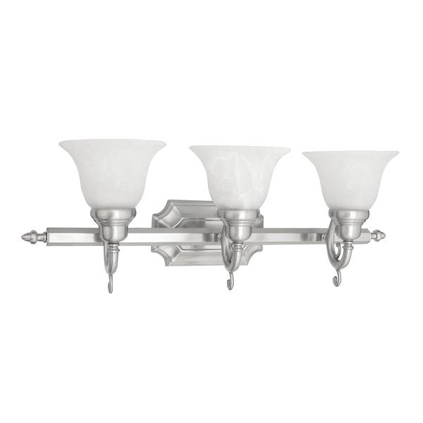 French Regency 3 Light Brushed Nickel Ba