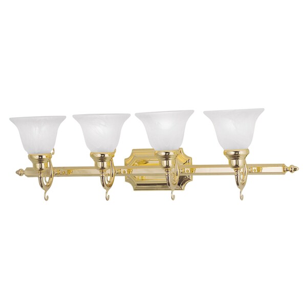 French Regency 4 Light Polished Brass Ba