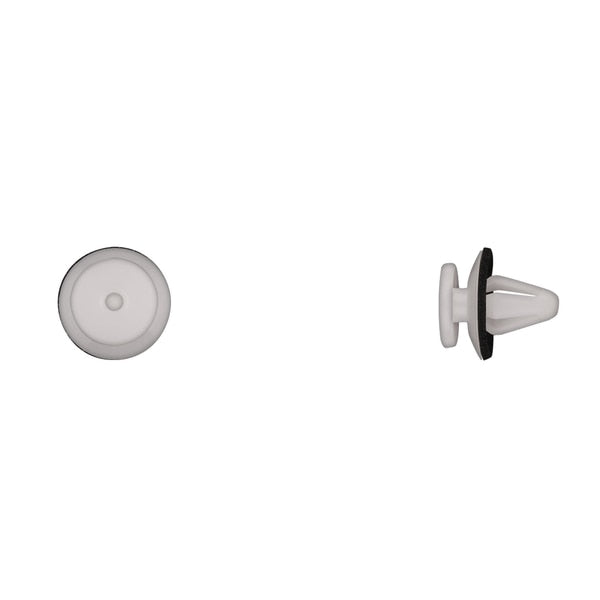 Wht Nyln Moulding Trim Ret 7.5mm Hole 12mm Hd 11mm Stem PK15