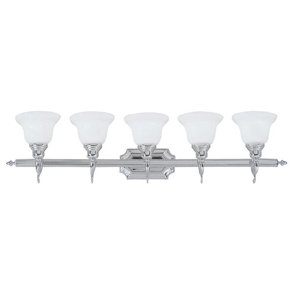 French Regency 5 Light Polished Chrome Bath Vanity