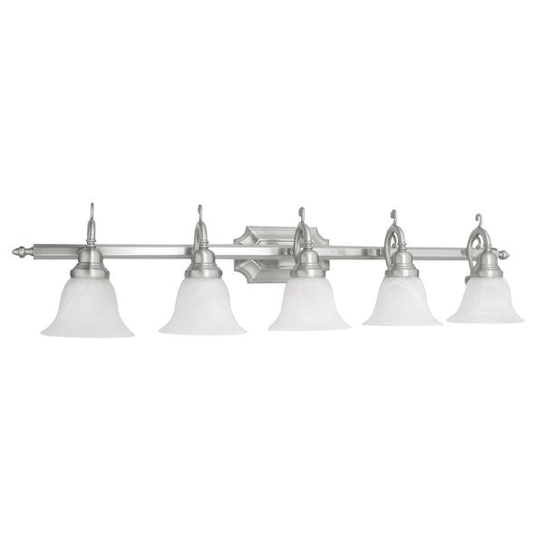 French Regency 5 Light Brushed Nickel Ba