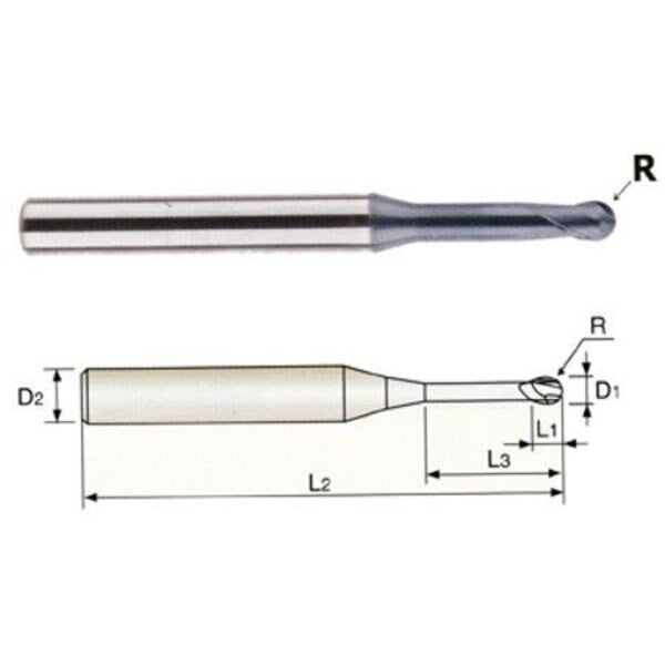 Helix AlCrN Ball End Mill, 5/16x9/16x4