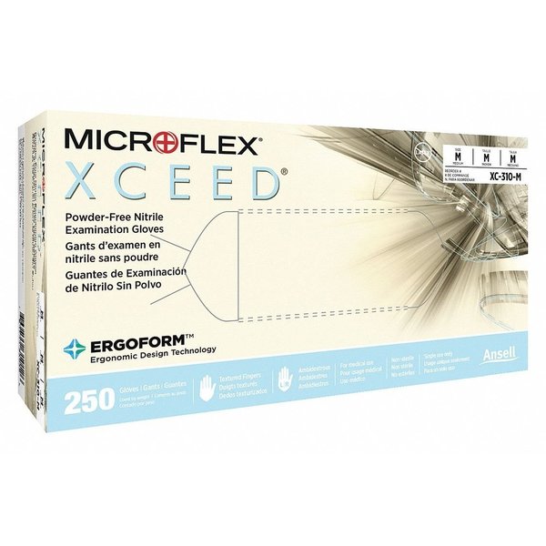 Microflex Disposable Nitrile Gloves, Exam Grade, Texture Finger, Powder-Free, S, Blue, 250 Pack