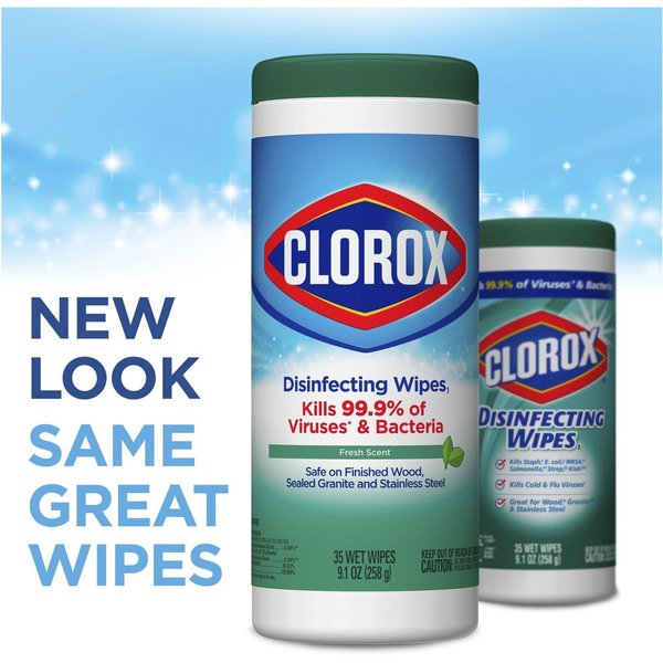 Disinfecting Wipes, White, Canister, Hard, Non Porous Surfaces, 12 PK, 35 Wipes, 7 in x 8 in, Fresh