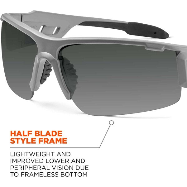 Safety Glasses, Traditional Smoke PC Decenter Lens, Anti-Fog, Scratch-Resistant