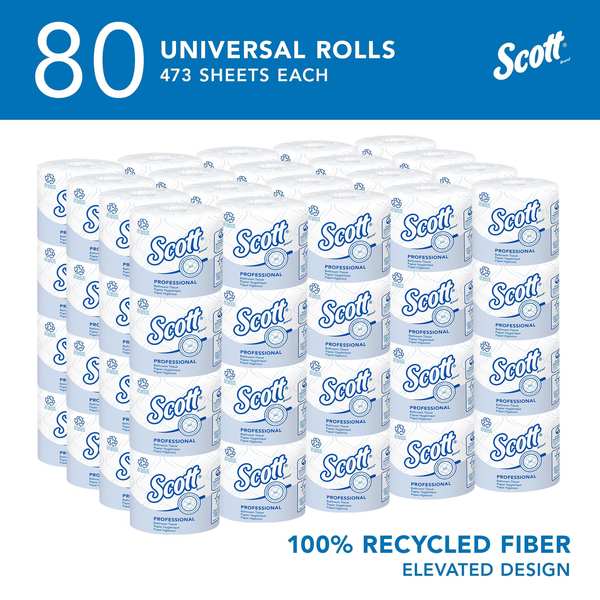 100% Recycled Fiber Standard Individually Wraped Roll Toilet Paper Rolls, 473 Sheets/Roll, 80 Rolls