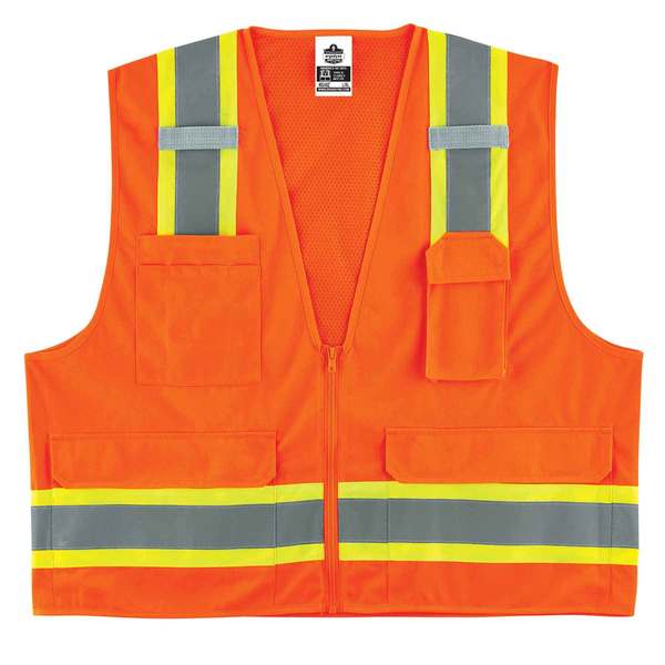 Two-Tone Surveyors Vest, Orange, L/XL