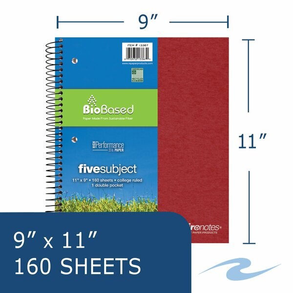 Case of 5 Subject 1 Pkt Wirebound Notebooks, 11