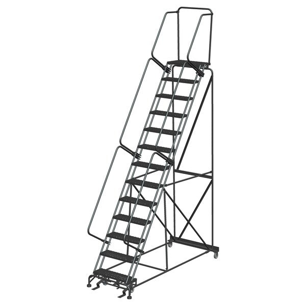 Safety Rolling Ladder, Steel, 130 in.H