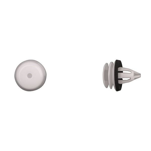 Wht Nyln Door Panel Clips 9.5mm Hole 14mm Stem L PK25