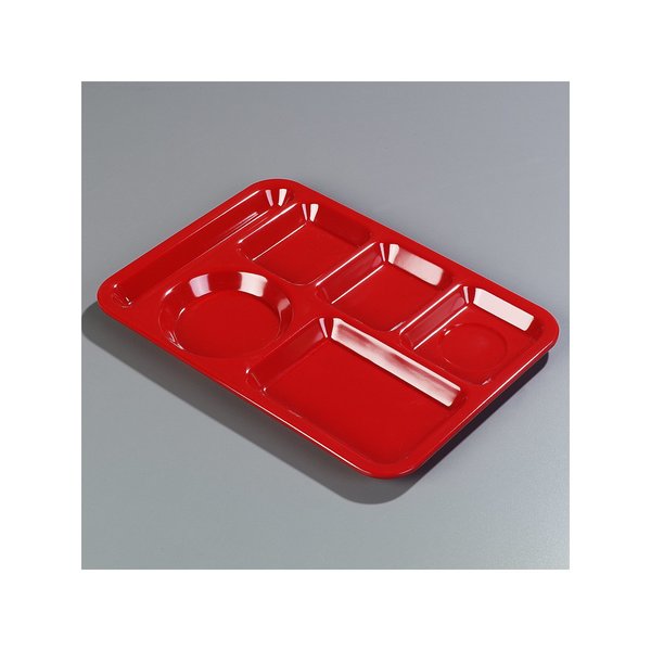 Left-Hand, 6-Compartment Tray, Red, PK24