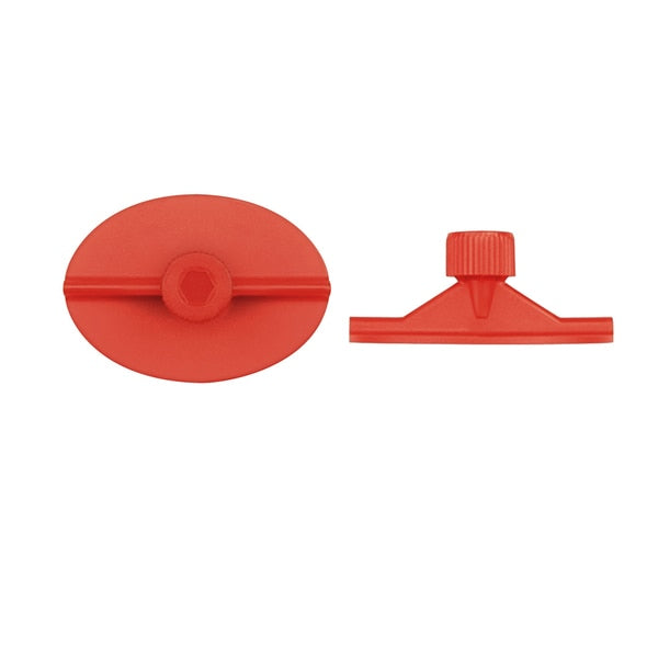 Red Paintless Glue Tabs 35X49mm Head Dia Oval Type PK10