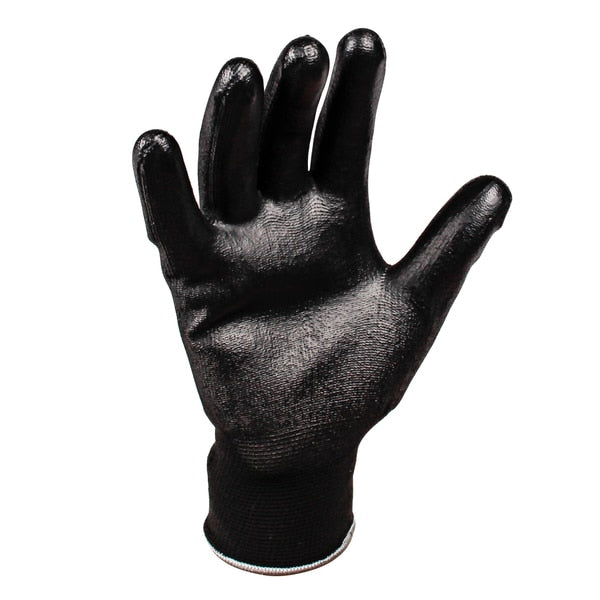 Polyurethane Coated Gloves, Palm Coverage, Black, M, PR