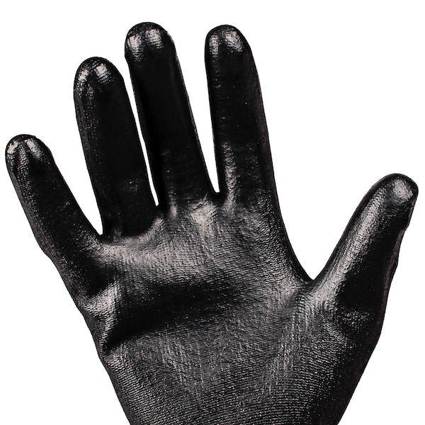 Polyurethane Coated Gloves, Palm Coverage, Black, 2XL, 60PK