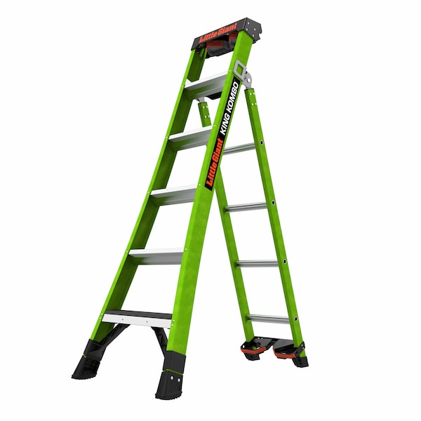 FIBERGLASS COMBINATION LADDER, 3-in-1 All-Access Combination Ladder Configuration, 13 ft