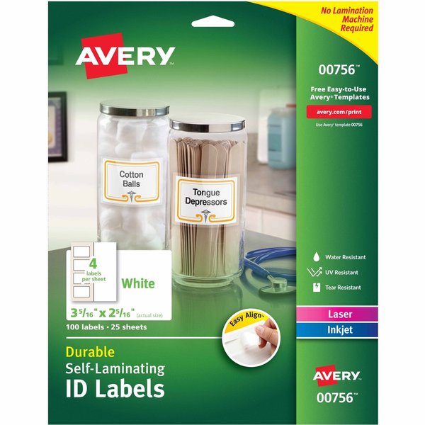 AveryÂ® Easy AlignÂ® Self-Laminating ID Labels, 00756, 2-5/16