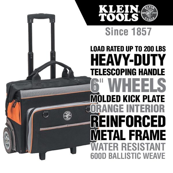 Tool Bag, Tradesman Proâ¢ Rolling Tool Bag, 24 Pockets, 19-Inch