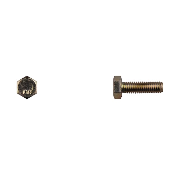 Class 10.9, M6-1.00 Hex Head Cap Screw, Zinc & Yellow Plated Steel, 20 mm L