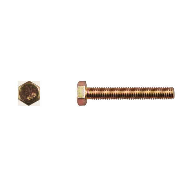 Class 10.9, M6-1.00 Hex Head Cap Screw, Zinc & Yellow Plated Steel, 40 mm L