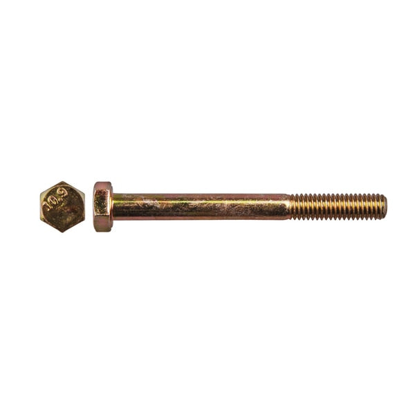 Class 10.9, M6-1.00 Hex Head Cap Screw, Zinc & Yellow Plated Steel, 60 mm L