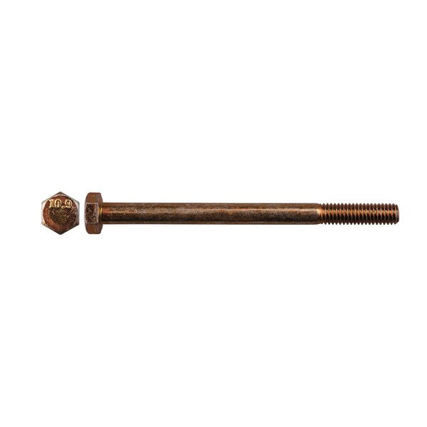 Class 10.9, M6-1.00 Hex Head Cap Screw, Zinc & Yellow Plated Steel, 80 mm L