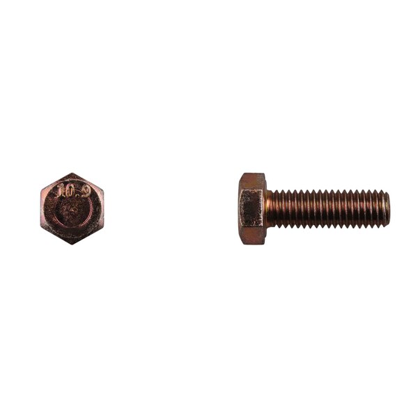 Class 10.9, M8-1.25 Hex Head Cap Screw, Zinc & Yellow Plated Steel, 25 mm L