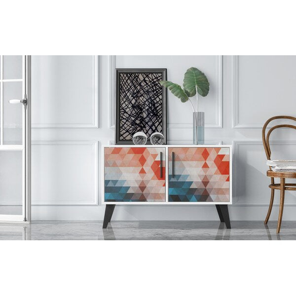 Amsterdam Double Side Table 2.0 with 3 Shelves in Red and Blue