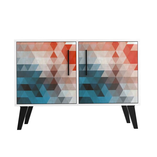 Amsterdam Double Side Table 2.0 with 3 Shelves in Red and Blue