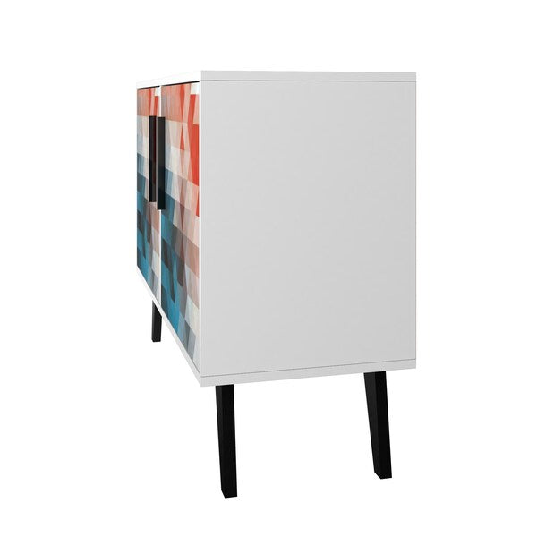 Amsterdam Double Side Table 2.0 with 3 Shelves in Red and Blue