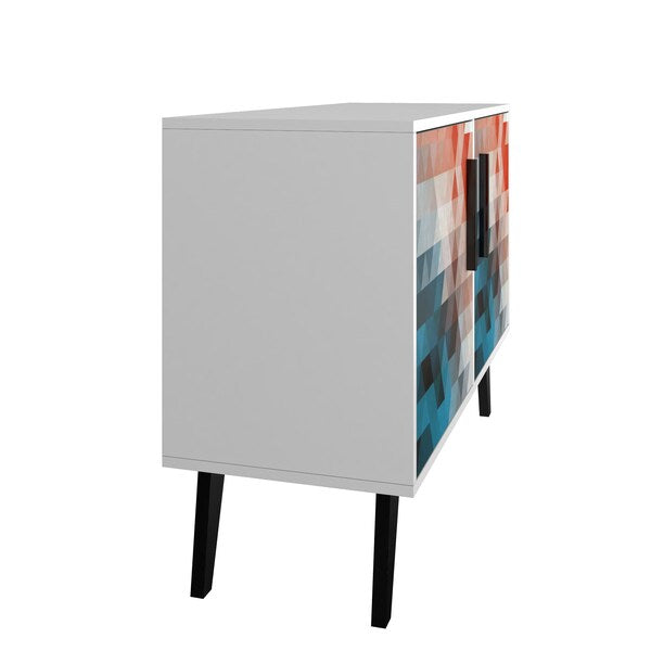 Amsterdam Double Side Table 2.0 with 3 Shelves in Red and Blue