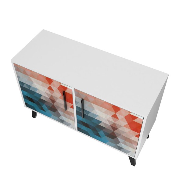 Amsterdam Double Side Table 2.0 with 3 Shelves in Red and Blue