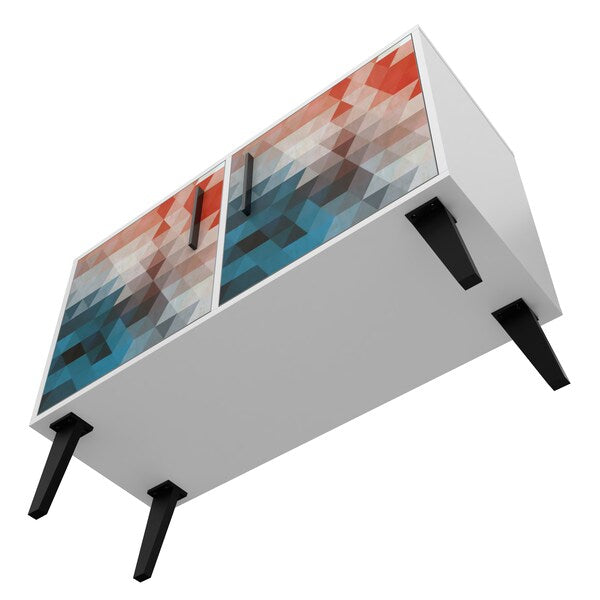 Amsterdam Double Side Table 2.0 with 3 Shelves in Red and Blue