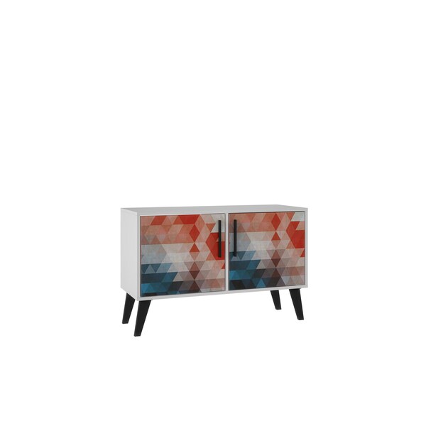 Amsterdam Double Side Table 2.0 with 3 Shelves in Red and Blue