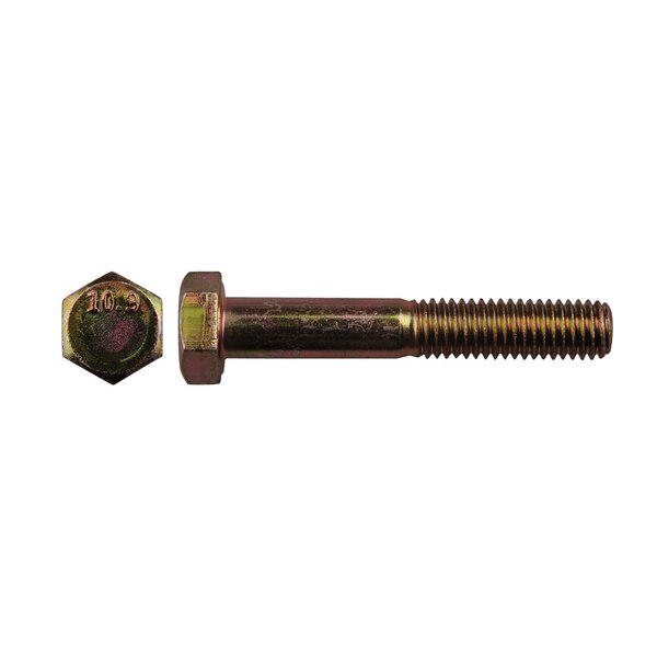 Class 10.9, M8-1.25 Hex Head Cap Screw, Zinc & Yellow Plated Steel, 50 mm L