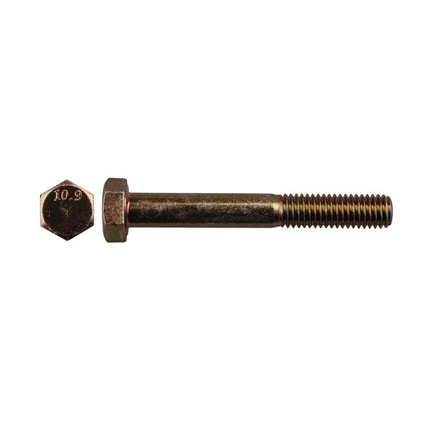 Class 10.9, M8-1.25 Hex Head Cap Screw, Zinc & Yellow Plated Steel, 60 mm L