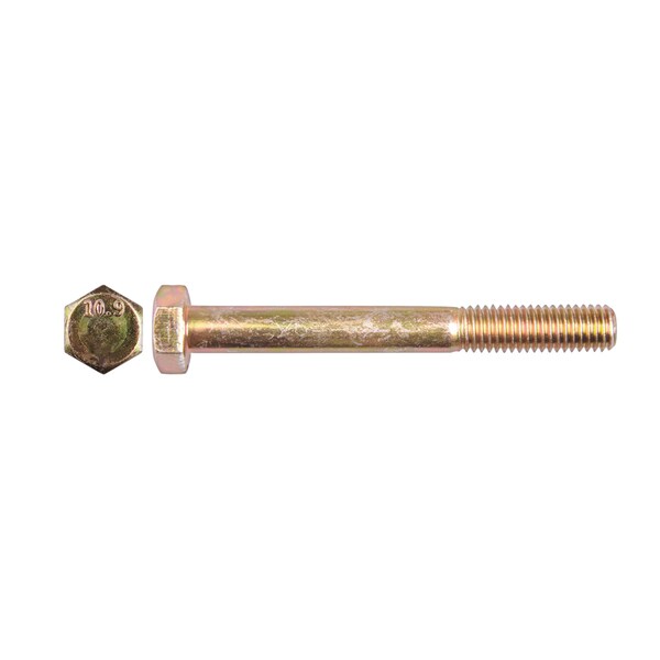 Class 10.9, M8-1.25 Hex Head Cap Screw, Zinc & Yellow Plated Steel, 70 mm L
