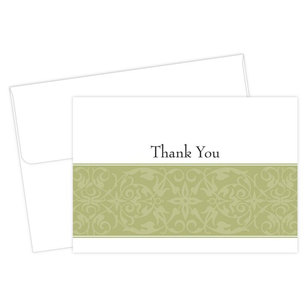 Thank You Card and Envelopes, Sage, PK50