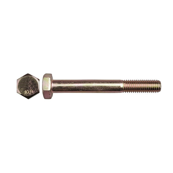 Class 10.9, M10-1.50 Hex Head Cap Screw, Zinc & Yellow Plated Steel, 80 mm L