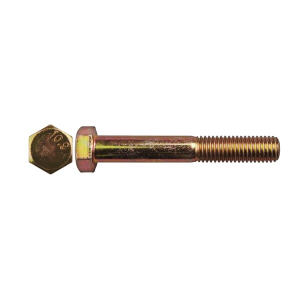 Class 10.9, M12-1.75 Hex Head Cap Screw, Zinc & Yellow Plated Steel, 80 mm L