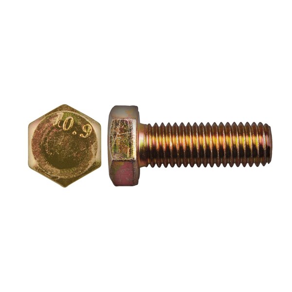 Class 10.9, M14-2.00 Hex Head Cap Screw, Zinc & Yellow Plated Steel, 40 mm L