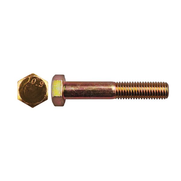 Class 10.9, M14-2.00 Hex Head Cap Screw, Zinc & Yellow Plated Steel, 80 mm L